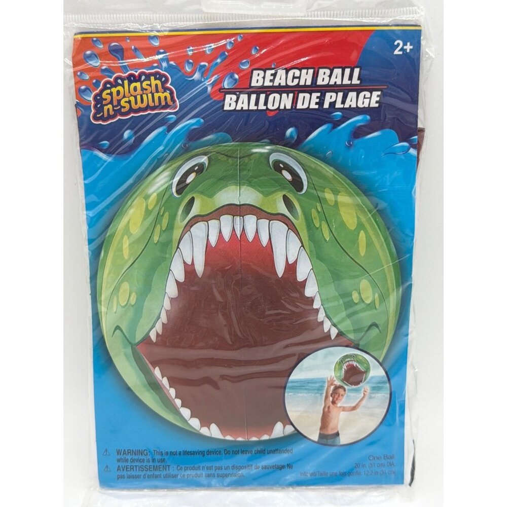 Splash-N-Swim Inflatable Dinosaur Beach Ball 20-Inch Diameter Green & Red For Ag